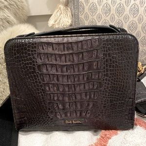 Paul Smith black leather bag with crocodile texture.